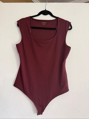 Nine West Women's Wine Cap-Sleeve Scoop Neck Bodysuit size XL